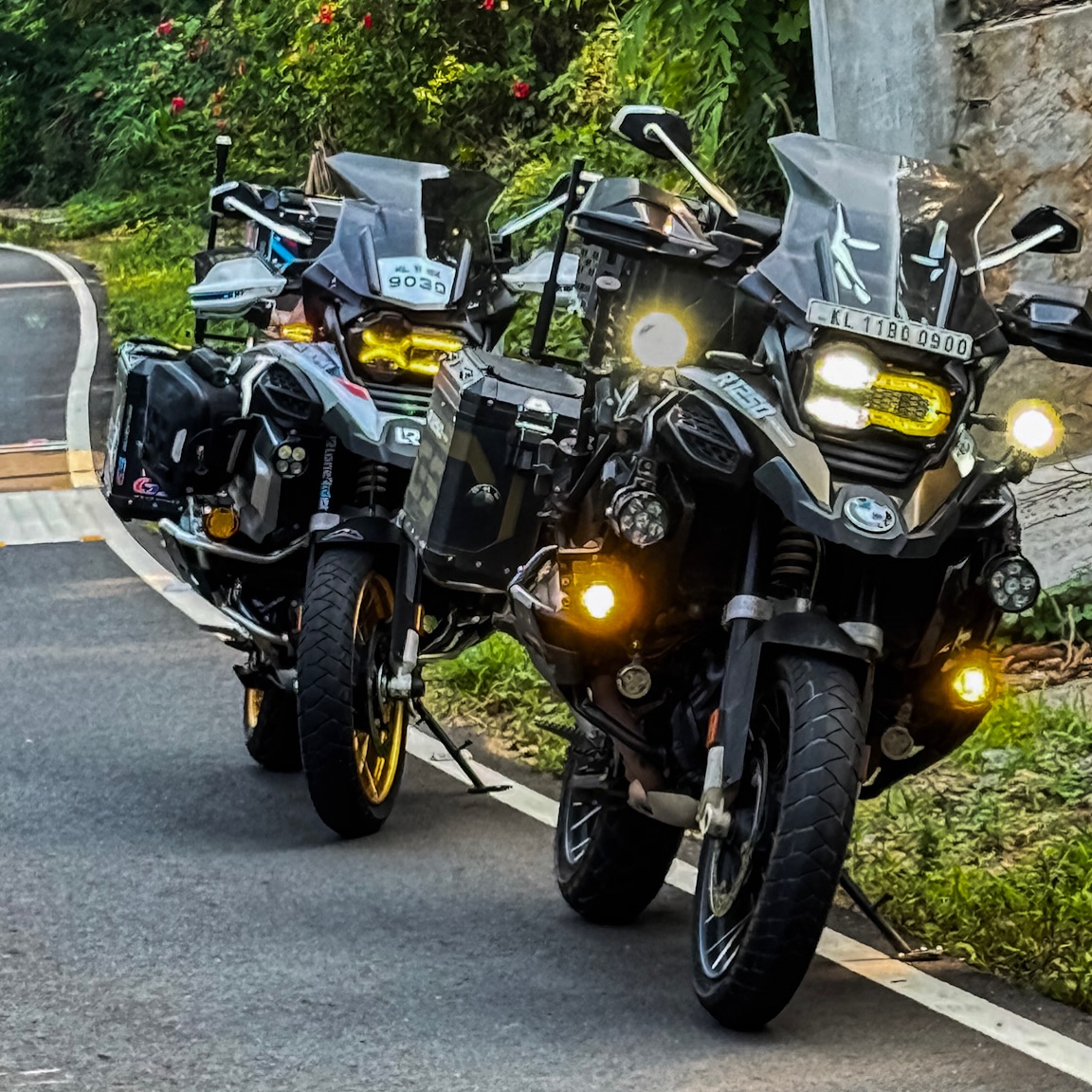 Two detailed GS Adventures prepped for a ride